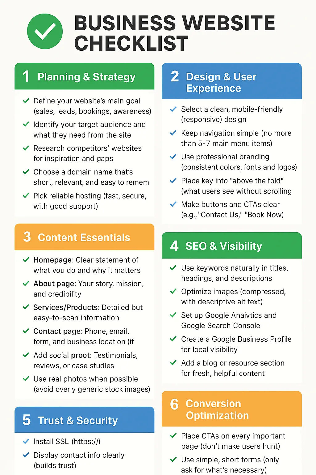 Step-by-step checklist for building a business website 